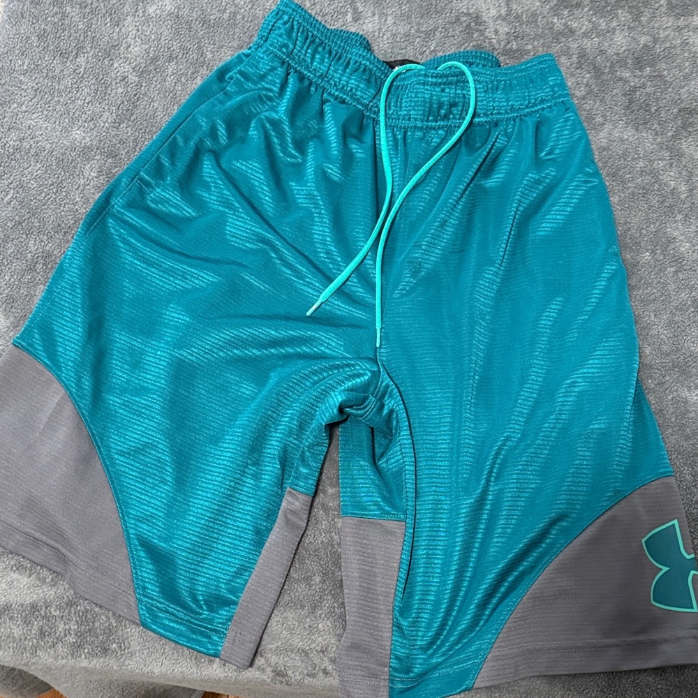 Under Armour Men's Aqua and Charcoal Athletic Shorts